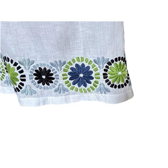 Diane Von Furstenberg  Size Large Y2K White 100% Linen Embroidered Halter Dress - Picture 11 of 14